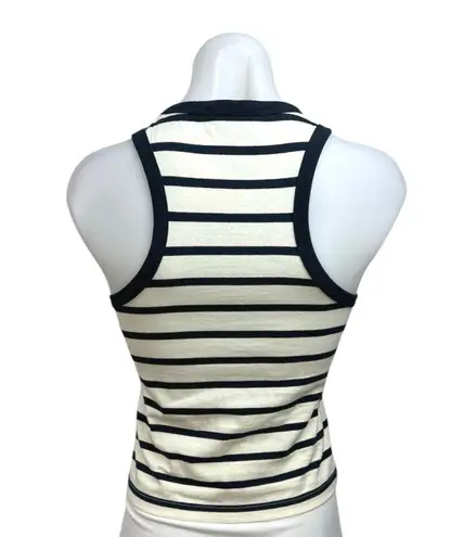 Frame White Black Striped Knit Sleeveless Racerback Pullover Crop Tank Top XS