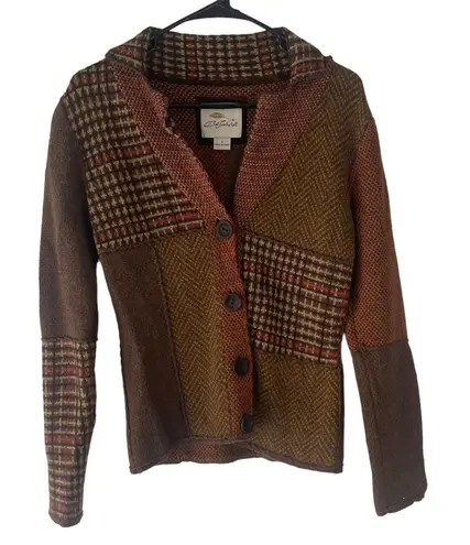 Bob Timberlake Women's Size Small Academia Houndstooth Button Up Sweater