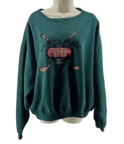 Vintage USA Classic Embroidery Golf Club Pullover Sweatshirt Green Womens Xlarge Size XL