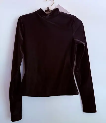 Naked Wardrobe Liquid Suede Mock Turtleneck Long Sleeve Compression Top NWT SZ M