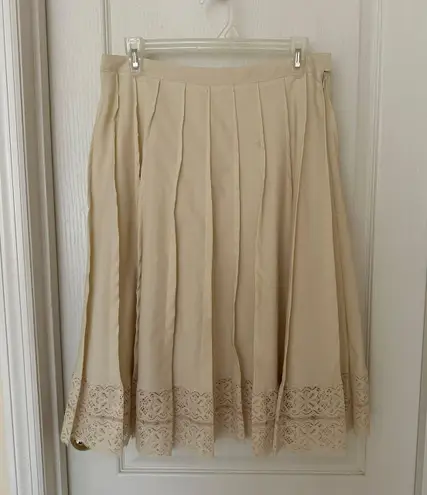 Handmade New Woman’s Beige Pleated Skirt, Sz M/L (see measurements)
