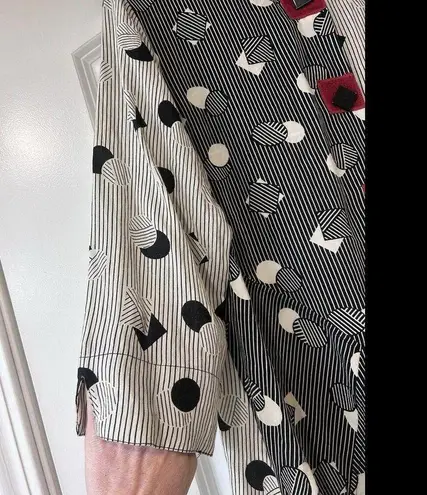 Ali Miles Womens M Tunic Blouse Top Geometric Lagenlook Black Size M