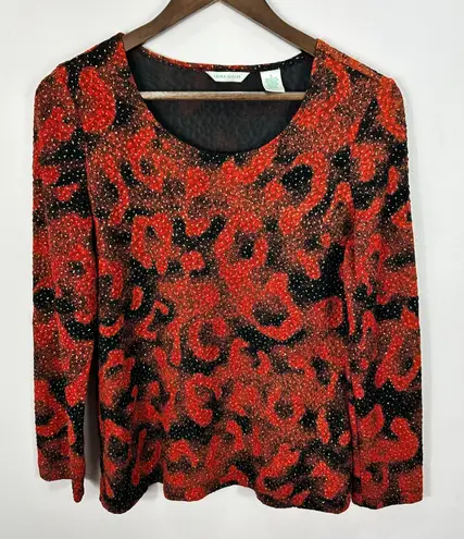 Laura Ashley Laura Ashley Top S Red Black Metallic Animal Print Y2K Goth Glam Indie Sleaze