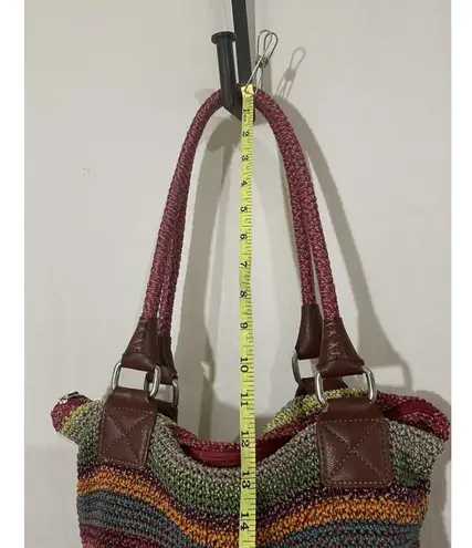 The Sak Crochet Multi Colored Stripes Boho Shoulder Bag Purse