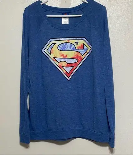 DC Comics Superman Blue Long Sleeve Shirt Size 15/17 Juniors