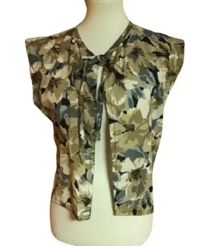 Vintage 70s earthy floral cover up vest Size M
