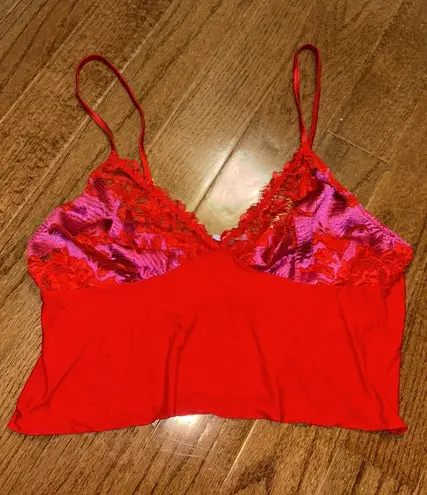 Savage x Fenty Lace'd Up Cami red and pink
