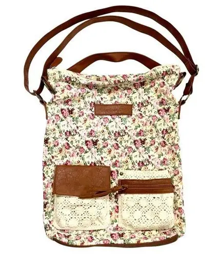 American Eagle NEW  Floral Cottage Core Crochet Leather Shoulder Bag