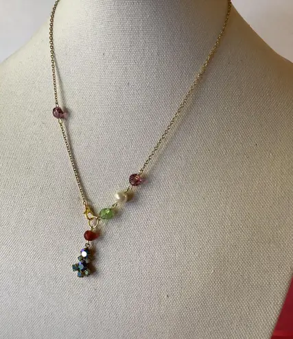 Handmade Vintage INC. 12K GF Signed Butterfly Brooch & Garden Vibe Necklace 20”