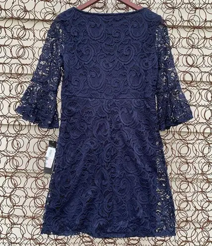Tiana B navy lace bell sleeve shift dress new with tags Size 6