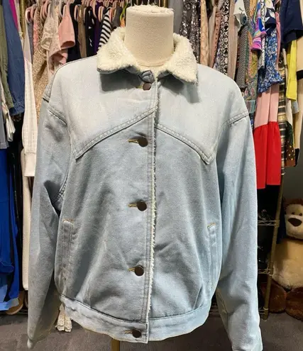 Ashley Vintage Charm Jacket Vintage Blue Jean Denim & Sherpa Jacket Size Medium