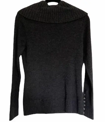 Tweeds 100% Merino Wool Cowl Neck Sweater Dark Grey Small Gray