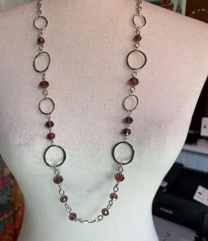 Mixit Silver and Purple Geometric Necklace