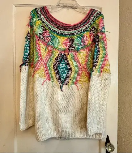 Lovestitch Shaggy rainbow yarn knit sweater