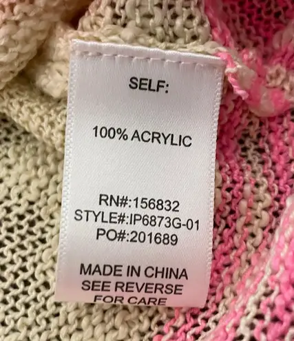 Bibi Rhyme Or Reason Lightweight Striped Hoodie Sweater Green Pink Size Medium