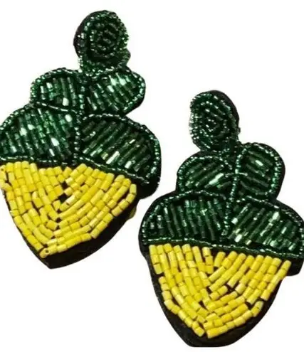 Erika Williner Designs Rice Bead Fruit Lemon Earrings Green