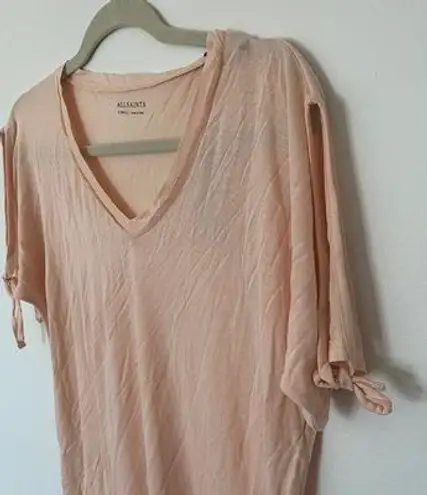 ALLSAINTS NWT Kay Tee Cami Pink Short Sleeve Cold Shoulder V-Neck Sz XS