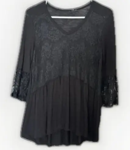 Y2K Black Lacy Babydoll Top Size L Whimsigoth Feminine Coquette Going Out Top Size L