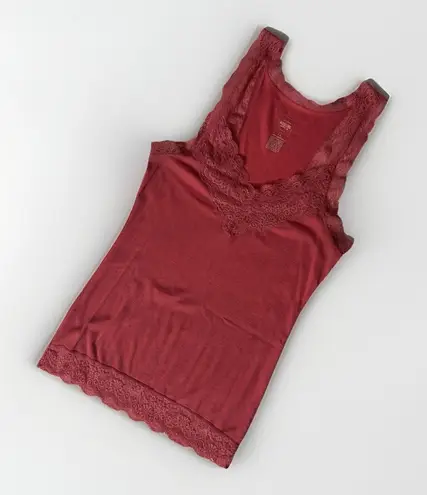 Mossimo Denim Vintage Mossimo Womens Y2K Lace Trim Cami Size L Coral Coquette Dainty Feminine