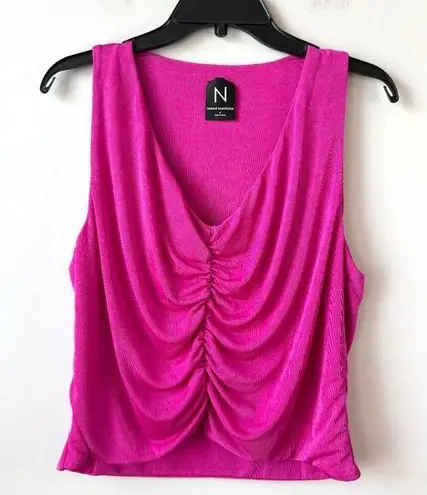 Naked Wardrobe Ruched Front V-Neck Crop Tank Womens Size 1X Pink