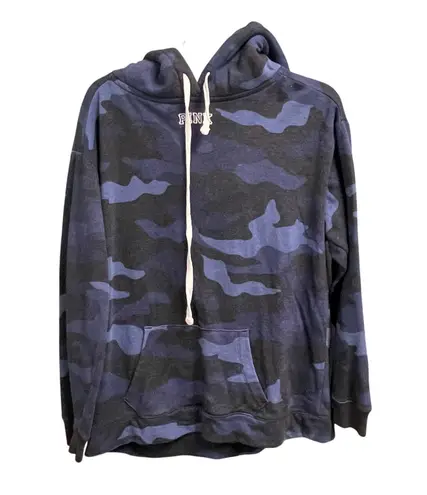 PINK Victorias Secret Pullover Hoodie Sherpa Medium Blue Camouflage Camo College