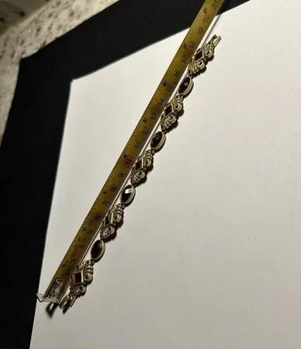 Women’s Gold Tone & Red Rhinestones Tennis Bracelet 7.5 (7 1/2) Inch