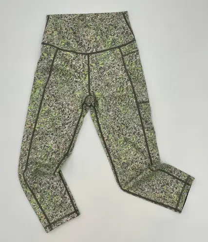 Sweaty Betty Legging Capri Super Sculpt Green Alert Pebble Print Crop Size XS