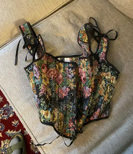 Black Floral Corset Ren Faire Size L