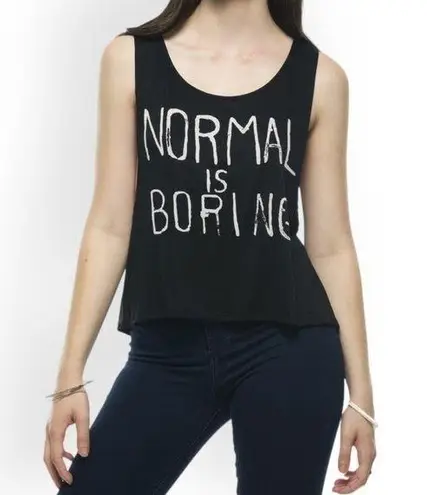Normal Is Boring Black Sleeveless Cut Out Cropped Tank Top