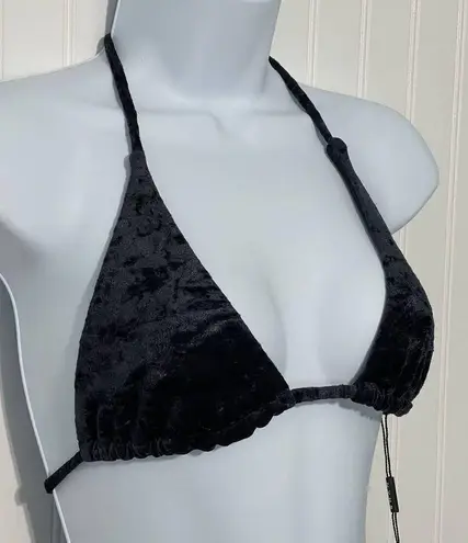 Onyx Shan Velvet Velour Triangle Swim Bikini Set  Black Top & Bottom Size 10