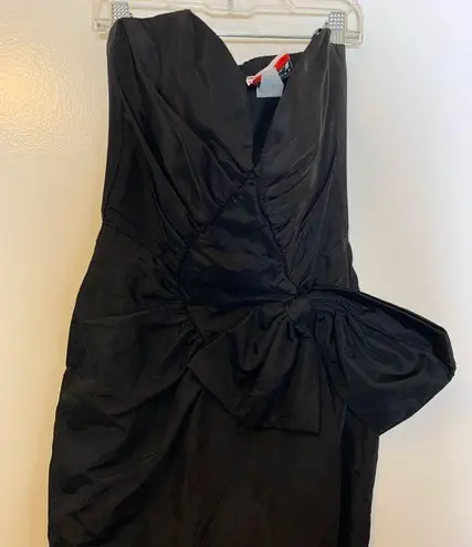 Contempo Casuals ,80’s black, strapless, mermaid, big bow, taffeta, dress size XS