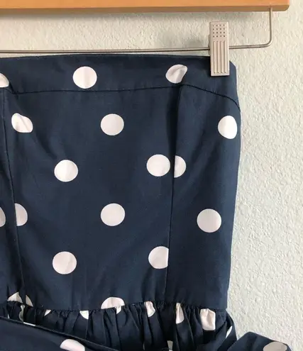 Hollister Blue/White Polka Dot Strapless Polka Dot Bow Dress. Size Small.