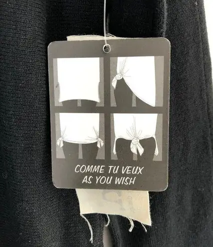 Cloth by Design New Convertible Side Slit Sweater Contrast Trim Black Purple