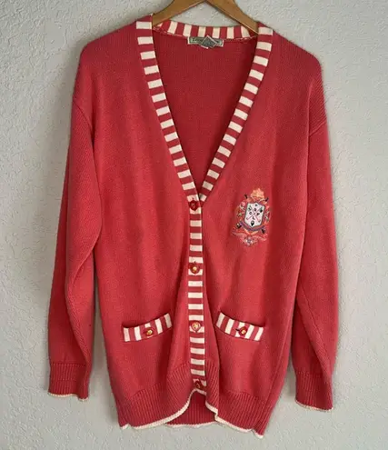 IZOD Vintage Golf Cardigan Sweater Embroidered Logo Country Club Yacht Old Money