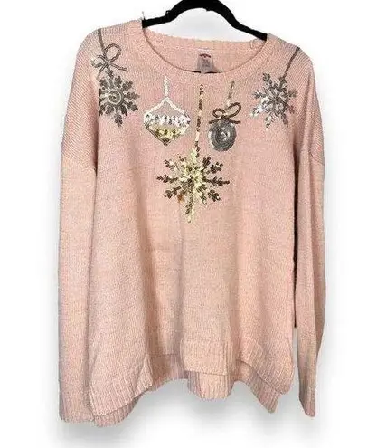 Holiday Time Sequin ornament  sparkly pink sweater