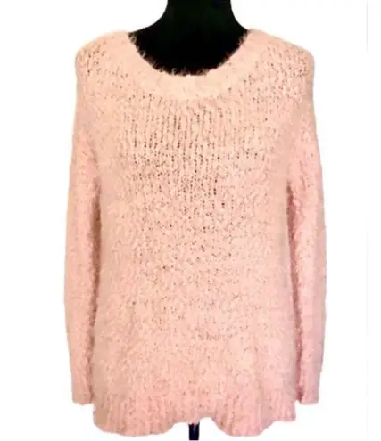 eyelash boat neck, super soft Cozy Pink Sweater by Rhapsody large loop