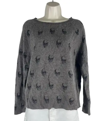 Skull Cashmere 360 Cashmere Cara Jack Crew Neck Skull Sweater Dark Brown Size S