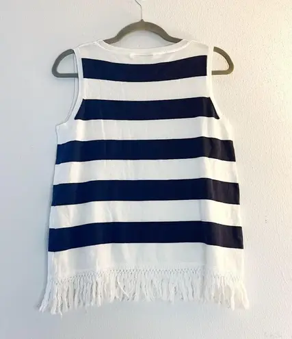 Sail To Sable Top Hydna Fringe Sweater Tank Top Sz XS GUC Nautical Round Neck