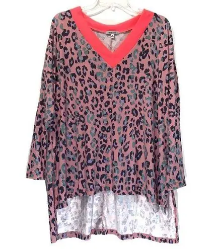 White Birch Neon Multicolor Color Leopard Top Medium