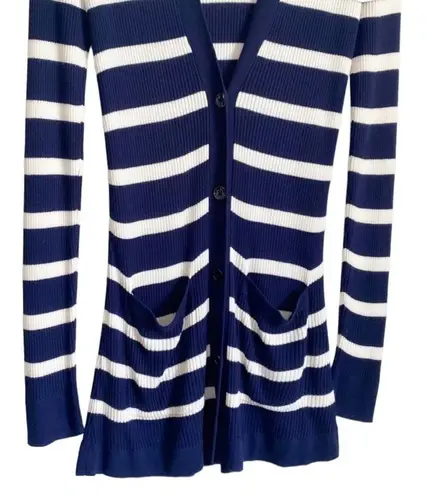 L'Agence Corin Striped Ribbed Long Button
Down Cardigan with Pockets