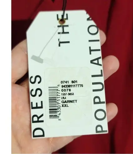 Dress the Population Lyla Midi Sheath Dress Garnet Red Plus XXL NEW