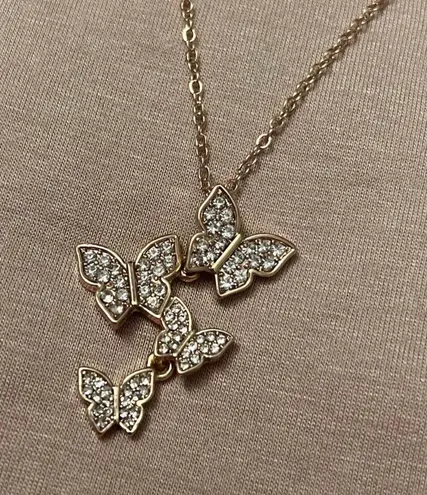 Gold Layered Chain Butterfly Necklace