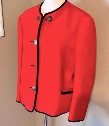 Vintage 1960’s Red Black Trim Wool Coat Jacket