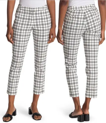 Amanda & Chelsea Amanda Windowpane Slim Ankle Pants IVORY/BLACK, Size 12