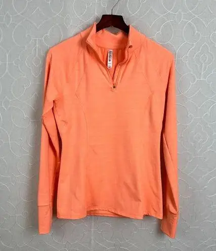 Kyodan  Womens Sweatshirt Medium Orange Thumb Holes Chevron 1/4 Zip Pullover