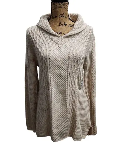 Cozy Cable Knit Cowl Neck Sweater Light Beige Heather Women's Pullover L Tan Size L