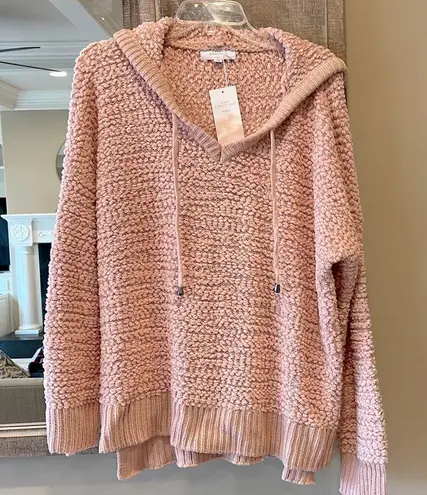 Chunky Peachy Pink Pullover Popcorn Hoodie Sweater Womens Large Hoodie