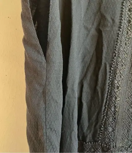 Bishop and Young Kimono Black Oversized Lace Semi Sheer Short Sleeves Sz S/M EUC