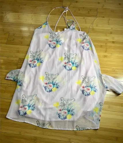 Peach Love California Blush Floral Tiger Dress/ Spaghetti Strap/SZ: Small/flowy