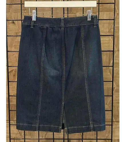151 One5One Womens Jean Skirt Medium Denim Paneled Button Front Pencil Boho Blue